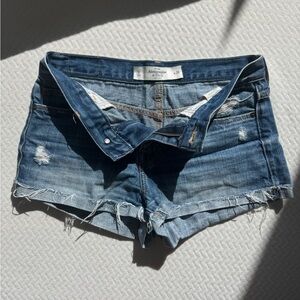 Abercrombie & Fitch Blue Distressed Jean Shorts